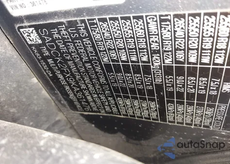 2019 Jaguar F-Pace 25T Prestige z USA, uszkodzony, nr VIN SADCK2FX9KA361476